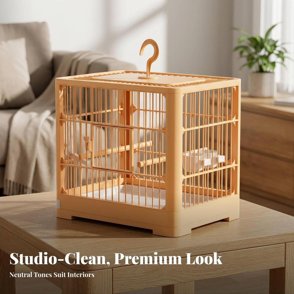 Square Bird Cage Lightweight with Slide-out Tray Lockable for Budgies