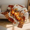 Ultra-Soft Autumn Flannel Blanket with Autumn Pumpkin And Leaf Harvesting Patterns, Suitable for Window Seats, Senior Apartments, And Terrace Leisure