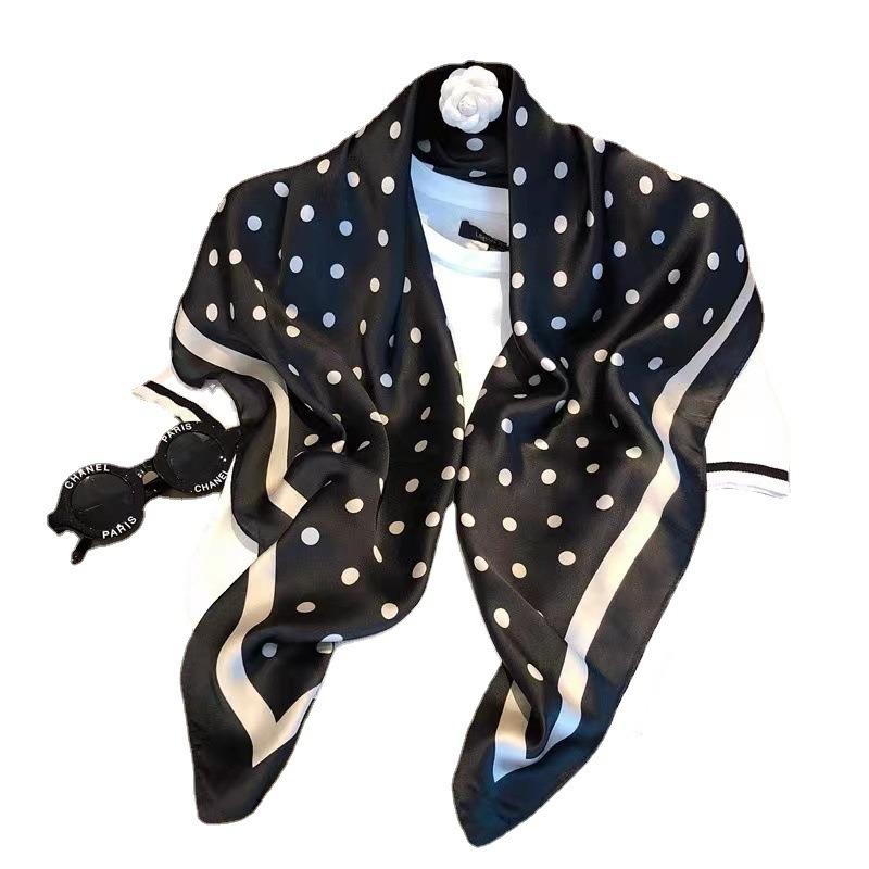 Polka dot printing 100 mulberry silk silk 70 silk scarf spring and summer silk square scarf trendy scarf streamer