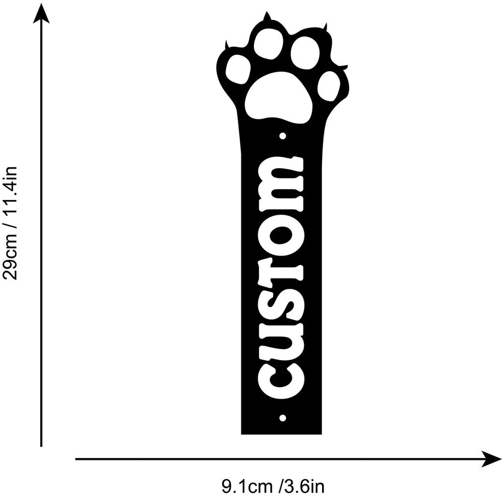 Custom Dog Paw Address Metal Sign, House Number Plaque, Garden Stake Decor
