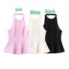 2025 Women's Spring Halter Neck Sleeveless Tank Top with Dress-style Hem