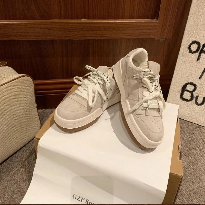 Leather Retro Little White Shoes Color Four Seasons Fashion Mesh Versatile Low Top Thick Baseplate Shoes Women's Shoes