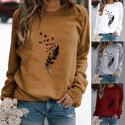 Damen Print Sweatshirts Oversize Winter Damen Casual Pullover Langarm Tops Damen Print Sweatshirt Bluse