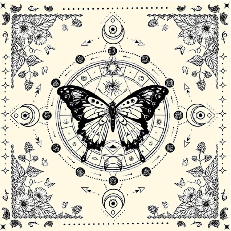 Moon Butterfly Pattern Tarots Card Tablecloth Altars Cloth  Altars Cloth Divinations Cards Table Cloth Tapestry 60x60cm