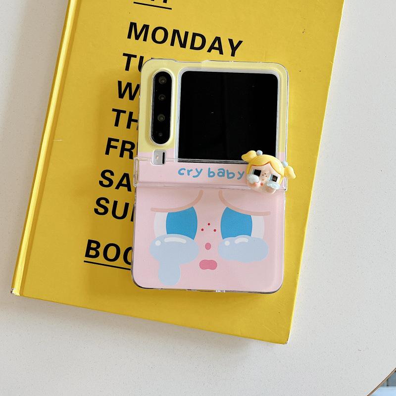 3D Cartoon Yellow Hair Anti-Fall Folding Case for Huawei/Xiaomi MIX Flip 2nd Gen