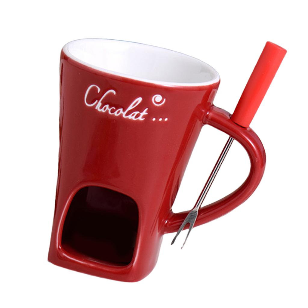 Elegant Fondue Mug Chocolate Melting Cup Multi Purpose Fondue Mug For Chocolate Caramel And Tapas With Tealight Holder