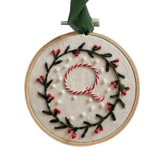 Yousheng DIY Embroidered Christmas Ornament Embroidered Initial Crafting Kit Mini Christmas Embroidery Kit for Beginners Xmas Tree Decor