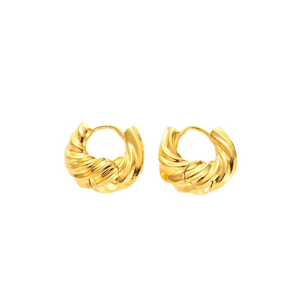 Wind Metal Thread Geometric Twist Horn Ear Buckle Earrings Year French Simple Light Luxury Earrings