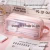 Large Capacity Transparent Mesh Pencil Case for School Students, Universal Handheld Stationery Box for Boys and Girls.