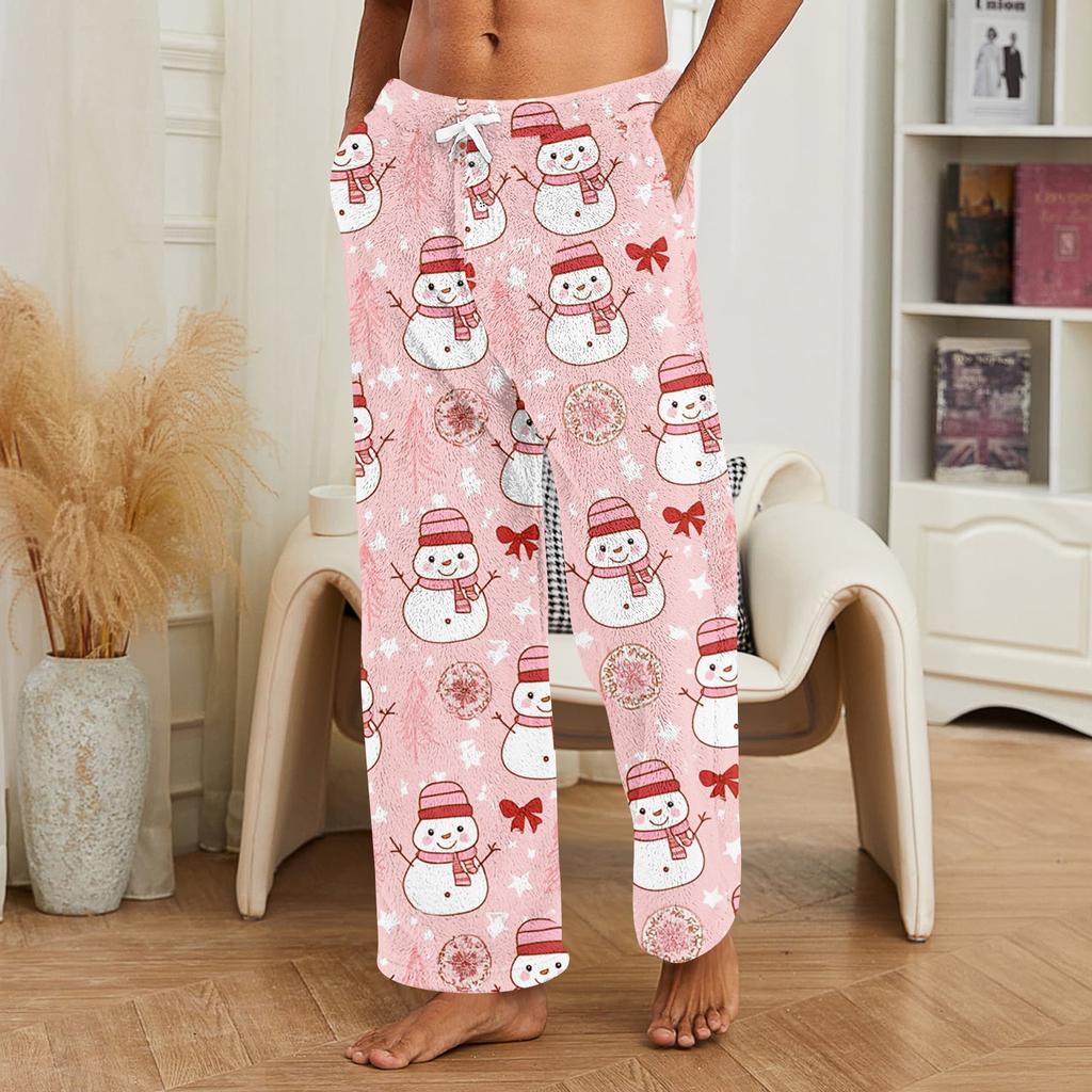 Herren Weihnachts-Print Hose Lässige Nachtwäsche Pyjamahose