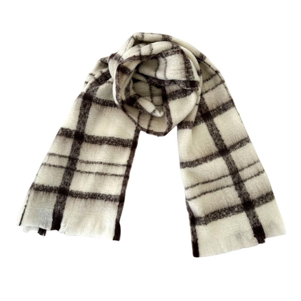 Men's Women's Warm Scarf Autumn Winter Black Plaid Scarf Shawl
