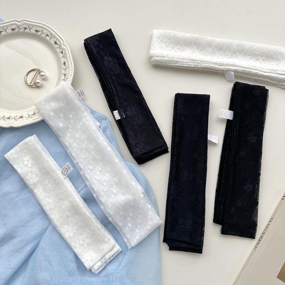 French Style Neck Strap White Black Hair Band Neckerchief Fashion Lace Long Scarf  Party Supplies