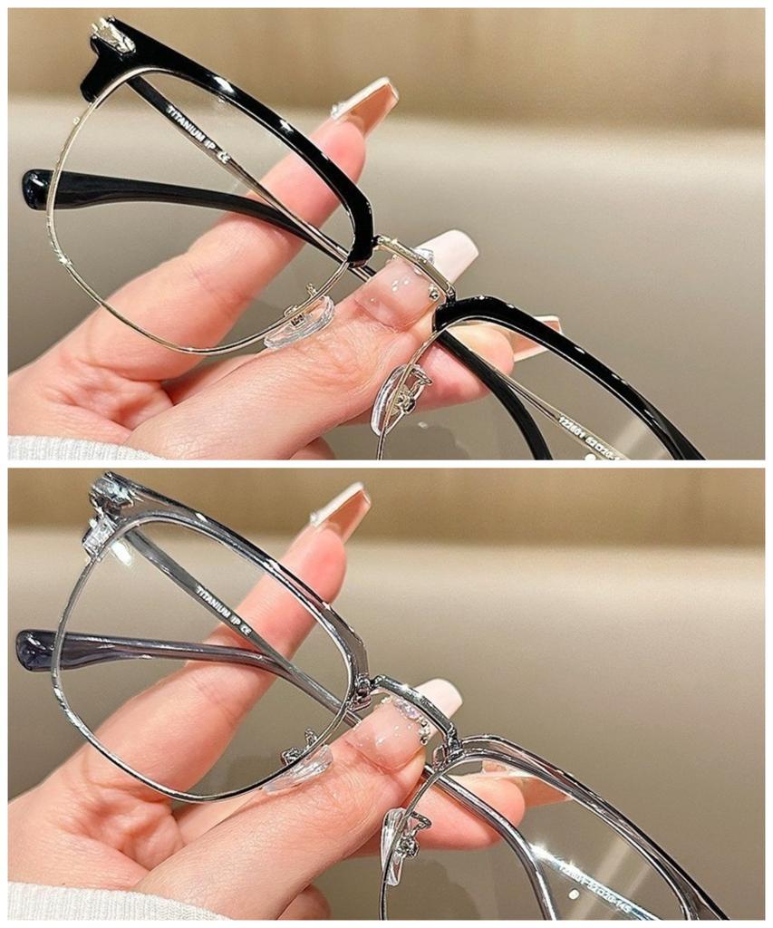 Korean Square Metal Frame Glasses for Women Men Anti-Blue Light Eyewear Unisex Outdoor Street Eyeglasses