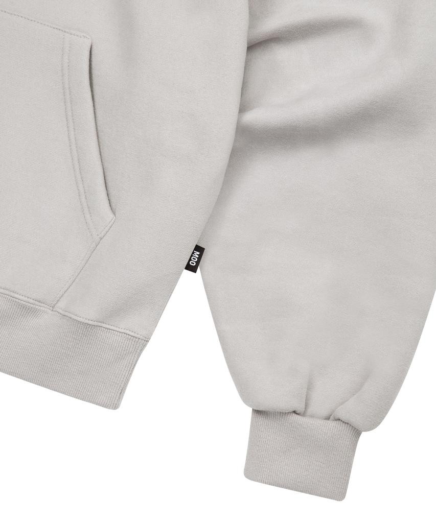 Peach Skin Balloon Over Hoodie - Gray Beige