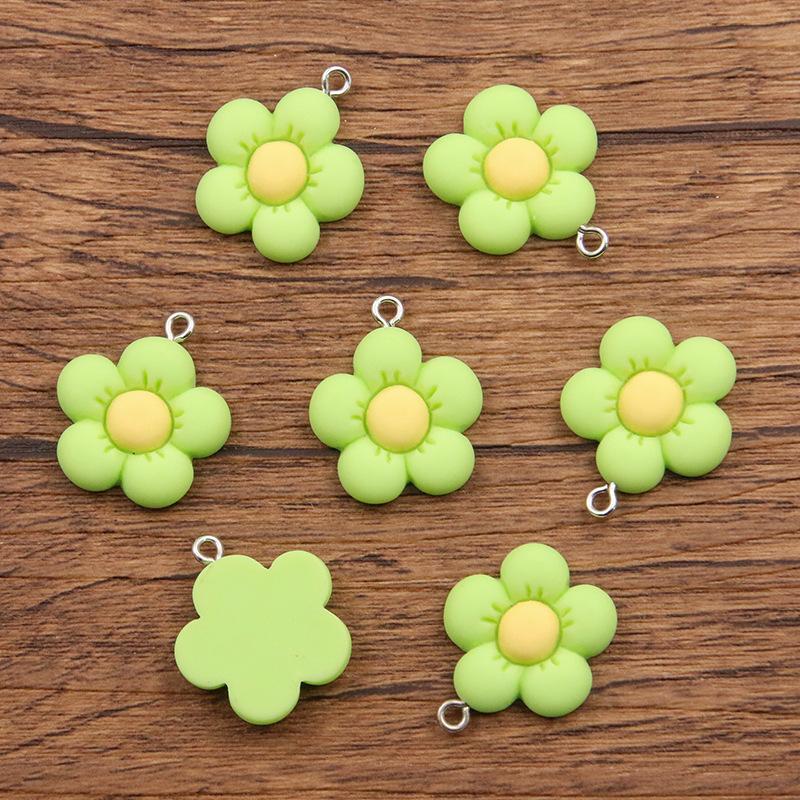 5/10pcs Colorful Acrylic Cute Flower Shape Loose Charm Pendants 21*24mm for Necklace DIY Craft Jewelry Making Accessories