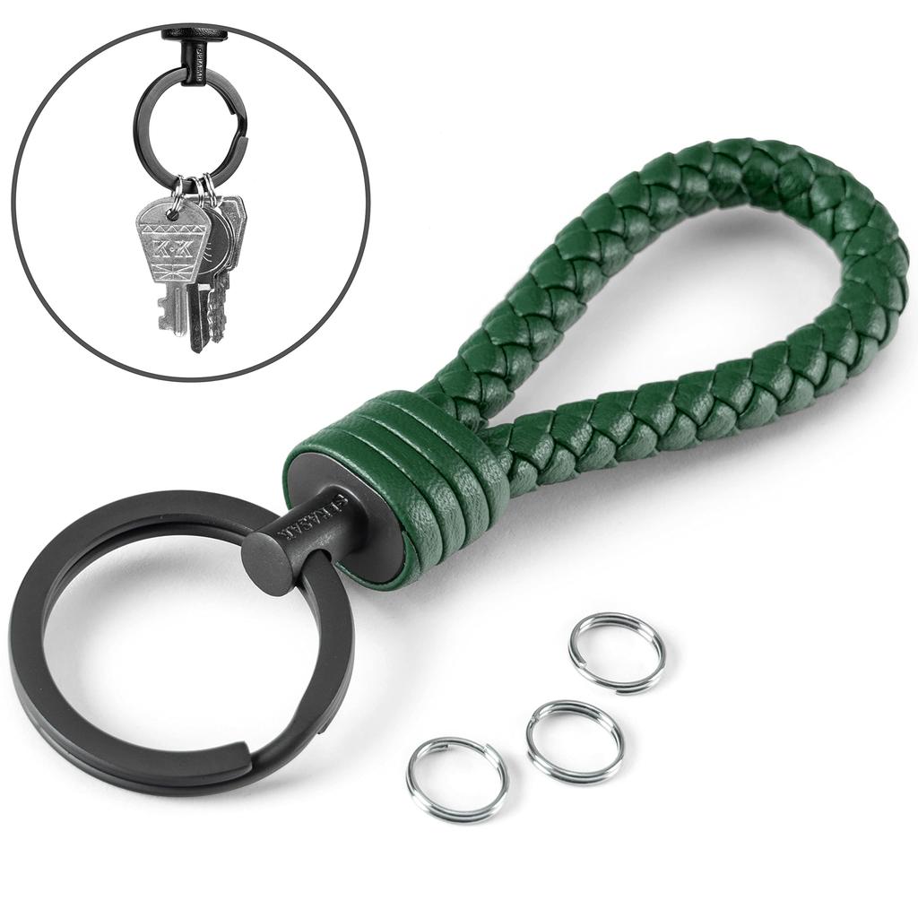 PU Strap and Stainless Steel Key Ring Extra Ring for Small Keys Perfect for House Keys Key Ring with Gift Box [SERASAR] - - Car, Motorcycle, Bike, -