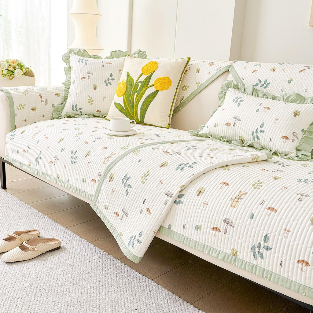 Fresh Floral Style Sofa Cover Home Decor Cotton Fabric Non Slip Seater Cushion Pad Dust Proof Wear Resistant Sofa Slipcovers