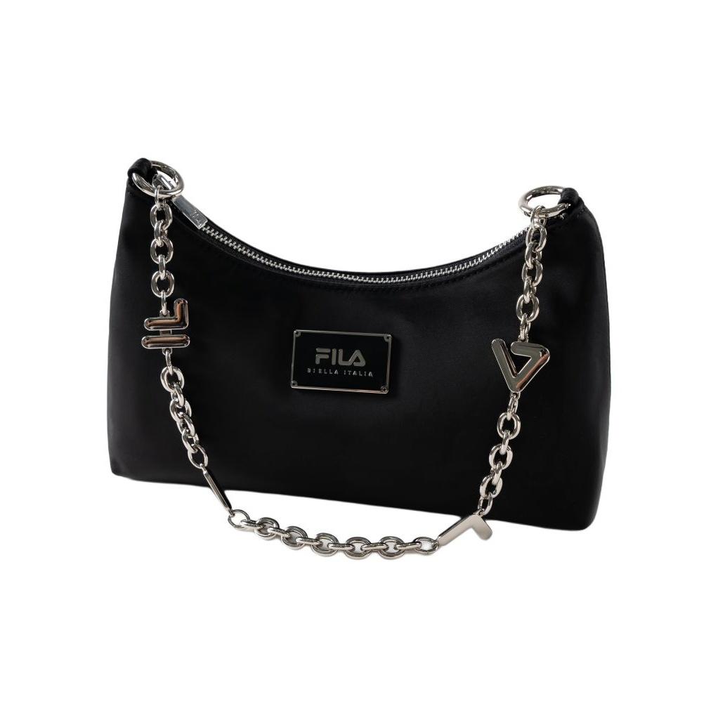 Fila Biscuit Bag Hobo Shoulder Versatile Large Capacity Fashion Casual Simple Daily Zipper Crescent Bag Chain Convenient Carry Design F13W428172FBK