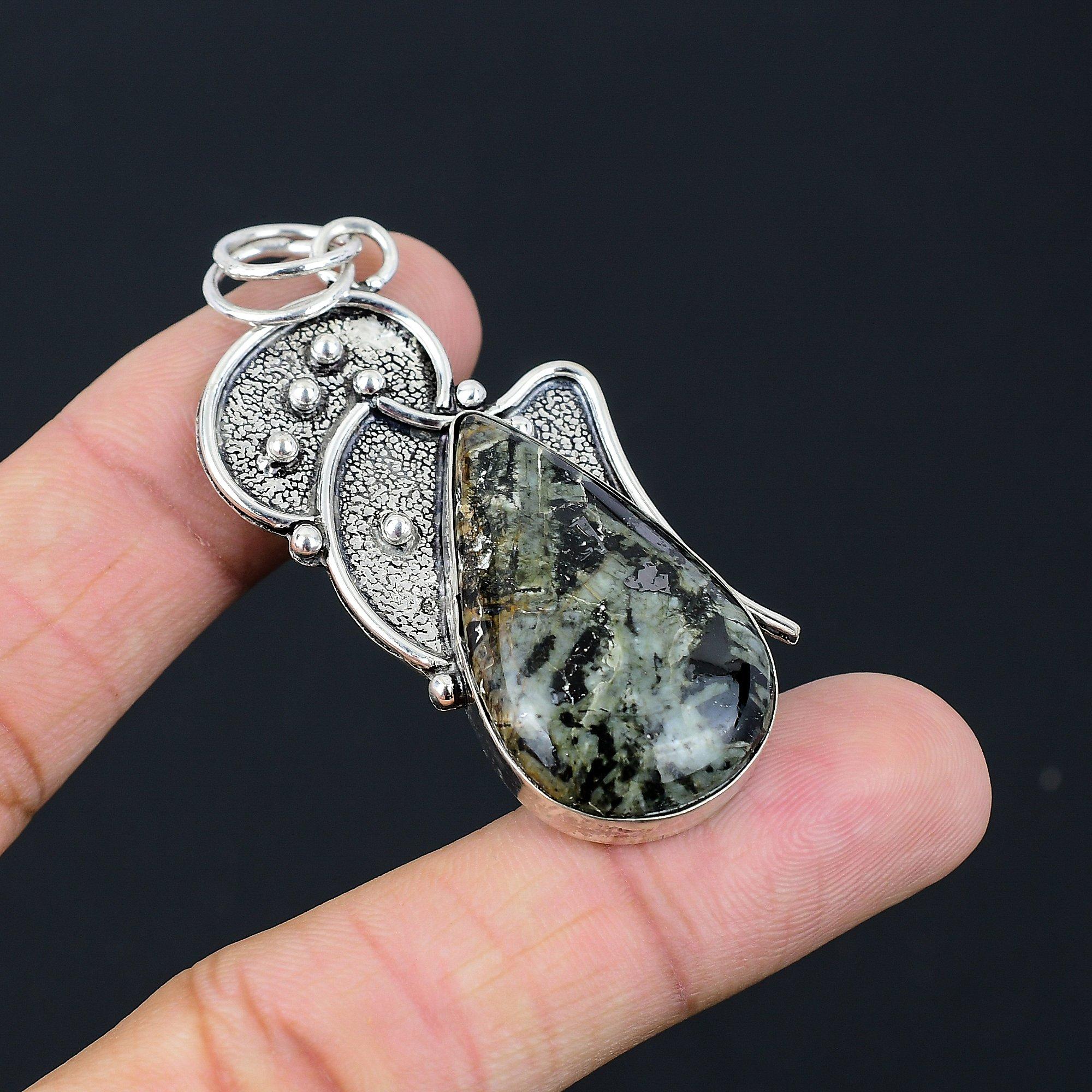 Anniversary Gift For Her Natural Stargalaxy Gemstone Pendant 925 Sterling Silver
