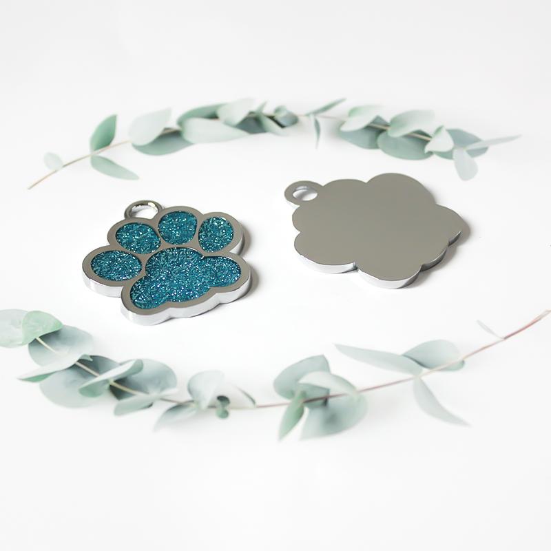 30pcs/lot 40mm Big Paw Print Pendant Charms For Jewelry Making Glitter Hang Charm DIY Keychain Pet Collar Accessories