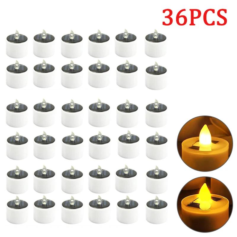 36pcs Solar Tea Light Led Candles Flameless Outdoor Waterproof Solar Tea Lights Rechargeable Candles for Party Garden Home Decor