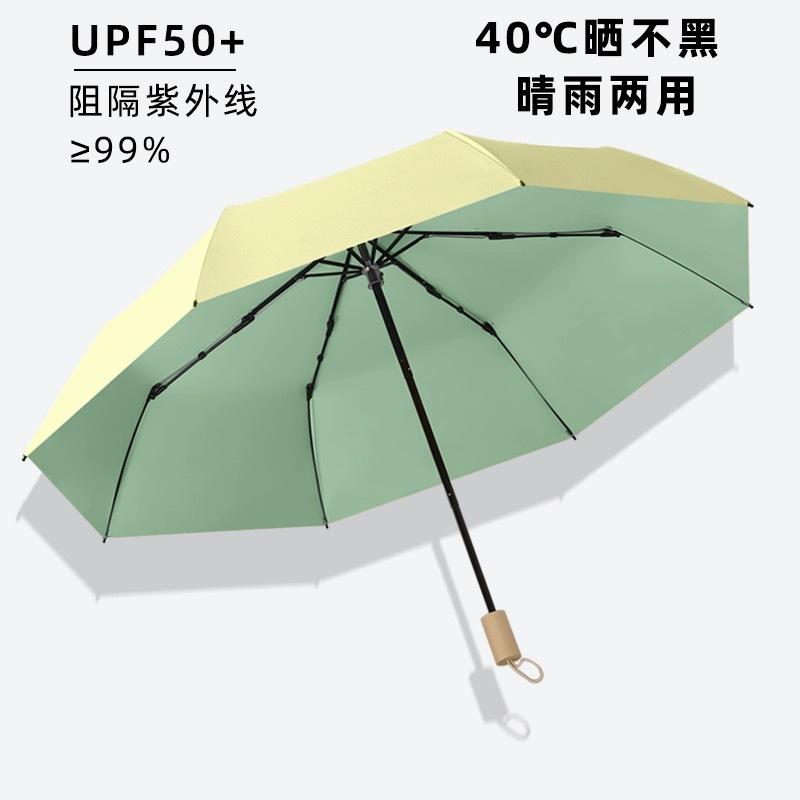 8-bone sun umbrella for girls sunscreen adhesive reinforced windUV protection dual purpose manual three-fold umbrella