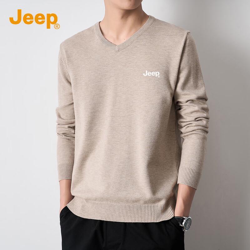 JEEP Men's V-Neck Casual Knit Sweater