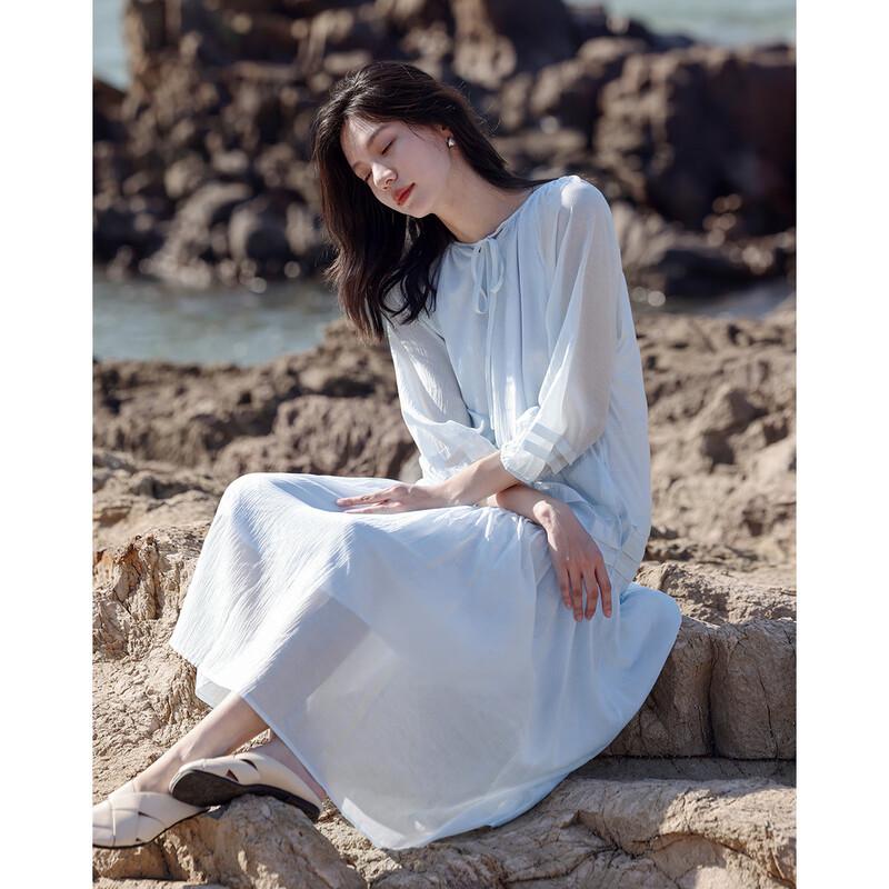 

Demana First Love Style Light Blue Long Sleeve Dress L