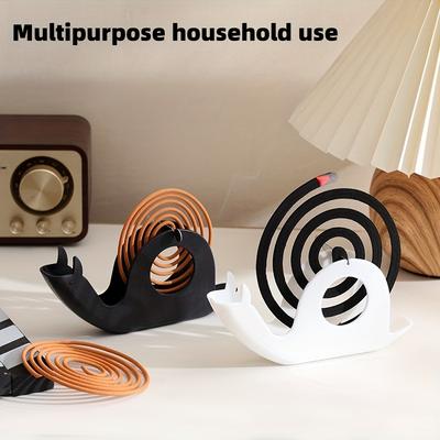 [Portable Mosquito Coil Holder] Portable 1pc Snail-Shaped Mosquito Coil Holder | Durable Plastic Incense Burner with Ash Tray, Large-Capacity