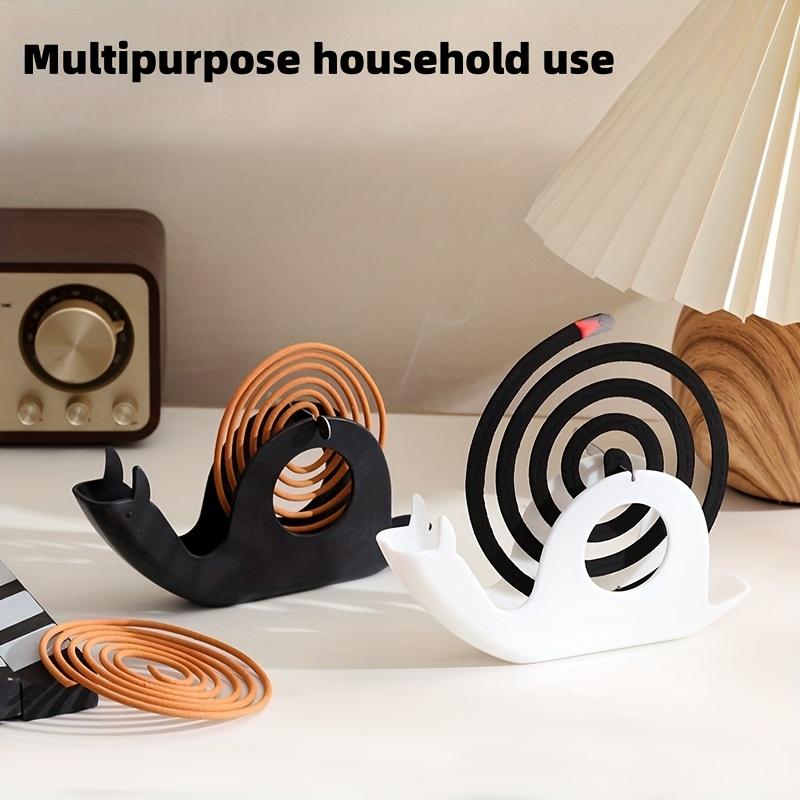 [Portable Mosquito Coil Holder] Portable 1pc Snail-Shaped Mosquito Coil Holder | Durable Plastic Incense Burner with Ash Tray, Large-Capacity