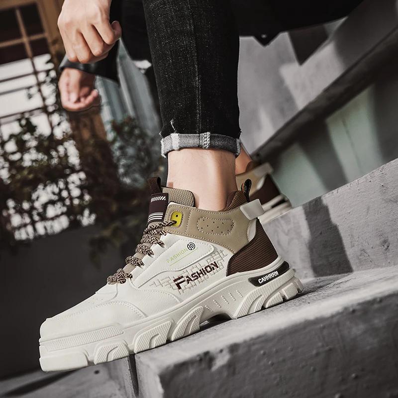 Quality Men's Shoes Winter Keep Warm Man High Top Sneakers Plush Motorcycle Snow Boots Fad Comfort Mens Ankle Boots Botas Hombre