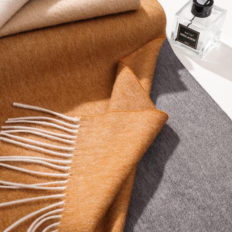 Autumn and Winter New Light Luxury Pure Wool Scarf Women's Water Ripples Gradually Change Narrow Scarf Versatile Warm Shawl