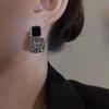 2023 New Unique Mosaic Zircon Black Oil Drip Simple Earrings Women Personality Fashion Earrings Wedding  Birthday Gifts
