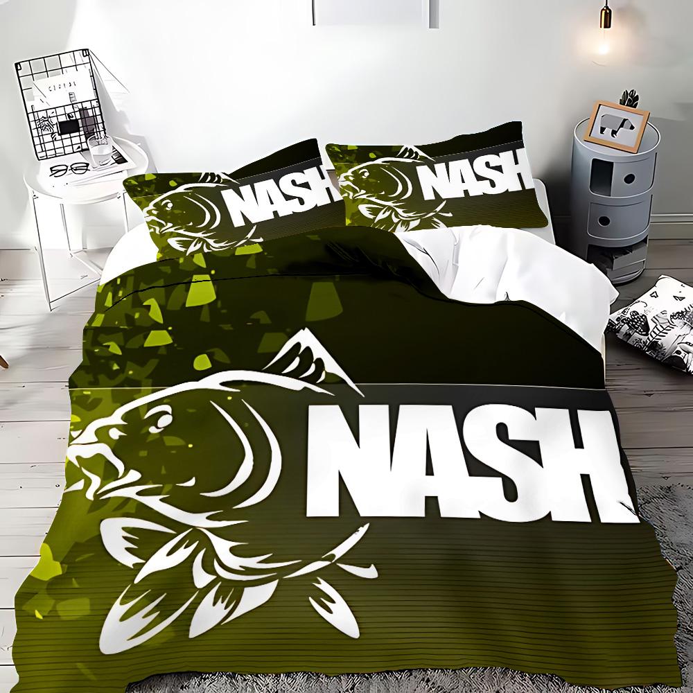 Nash Fishing Logo Bettbezug Kissenbezug Bettwäscheset Erwachsener Junge Mädchen Schlafzimmer Dekoration Kinder Geschenk Einzel Doppel Große Größe