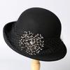 Autumn and Winter Wool Bucket Hat Women's Autumn and Winter Pearl Pot Hat Elegant Bow Temperament Versatile Felt Hat