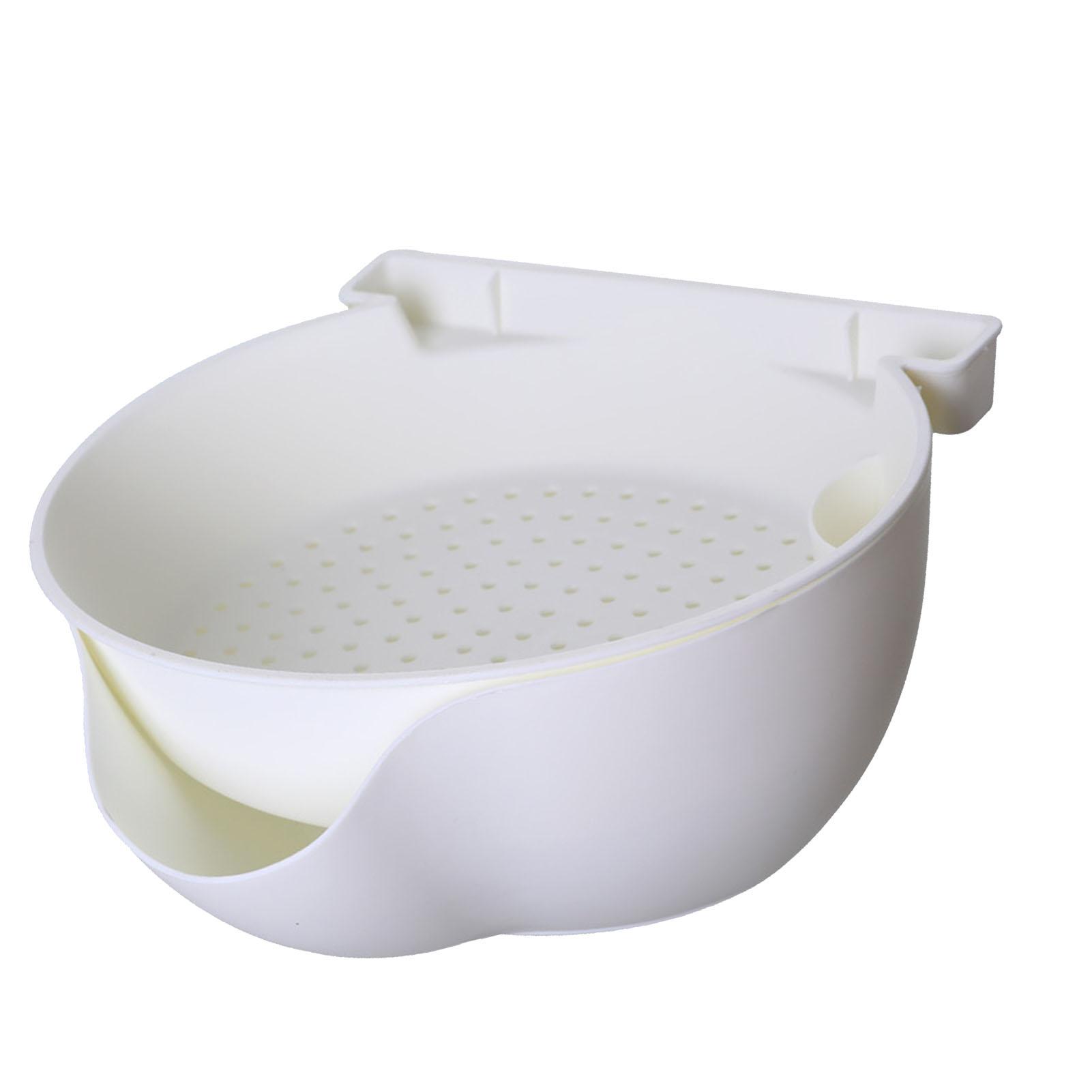 

Strainer Bowl 2 Layer Fruit Colander Basket Plastic with Phone Bracket for Kitchen Food White белый