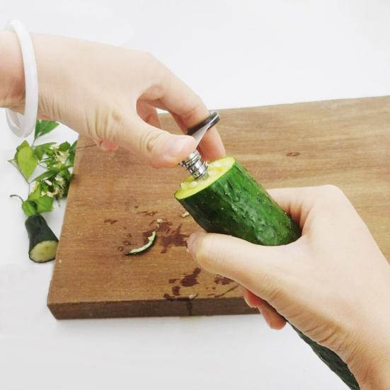 Stainless Steel Vegetable Spiralizer 360 Degrees Rotary Slicer for Cucumber Carrot Potato BPA-Free Ergonomic Handle & Sharp