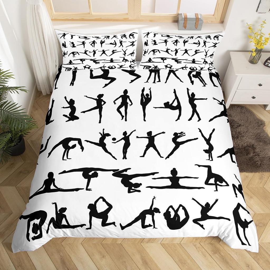 Comforter Gymnastics Gymnast Gifts Twin For Girls Teens Womengymnastics Lover Comforter Dancer Silhouette Bedding Set