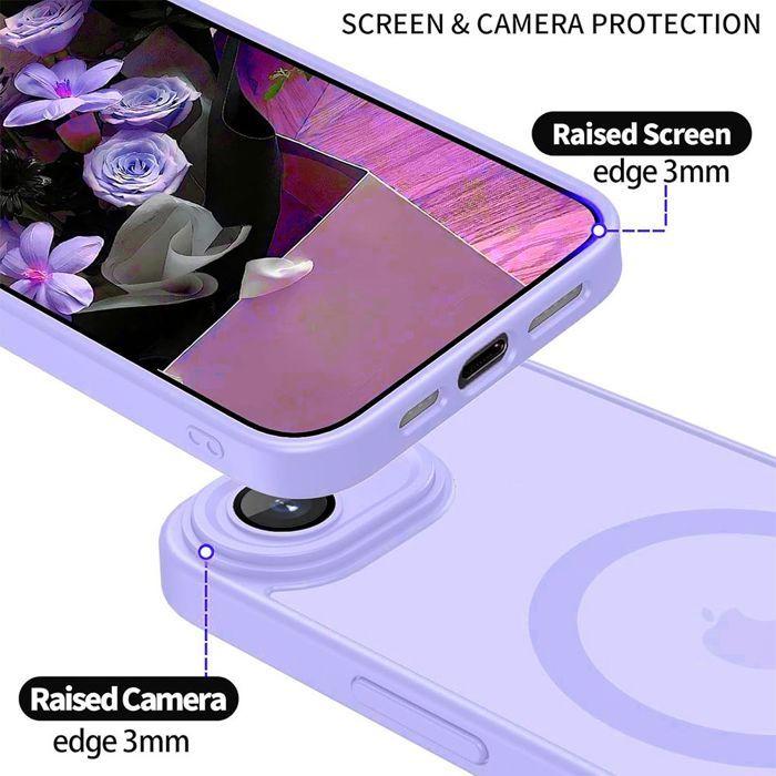 Coque pour iPhone 17e, avec Protection Caméra et Cercle Magnétique - Translucide Violet