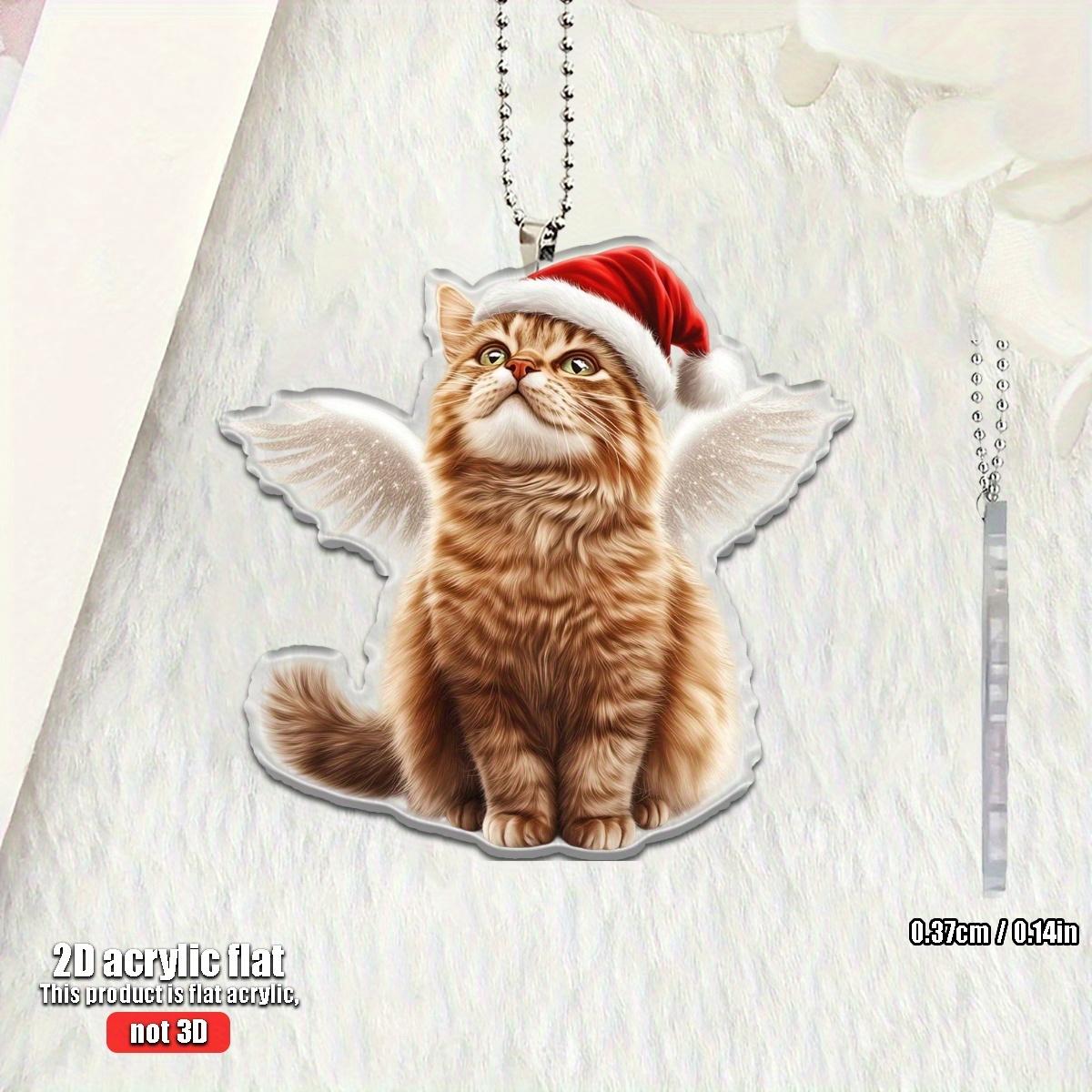 

1/4 Christmas Angel Cat Pendant 2D Flat Acrylic Suitable for Car Home Festival Decoration Christmas Tree Pendant Christmas Gift