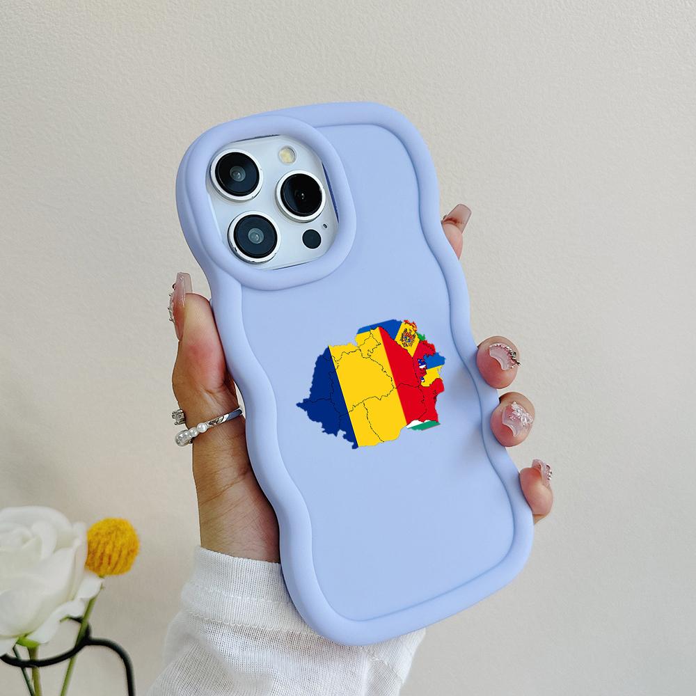 

N91 Молдавский флаг искусство Macaron волнистые края телефонные чехлы для iPhone 16 Pro Max Samsung S24 Plus S23 Ultra A35 A55 Xiaomi Redmi Note13 Honor противоударный чехол Realme C67 4G