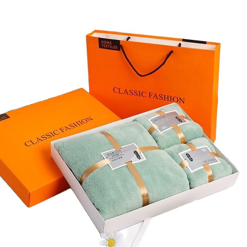 Coral Fleece Towel Set: Bath & Gift Box, Three-Piece Souvenir for Annual Meeting