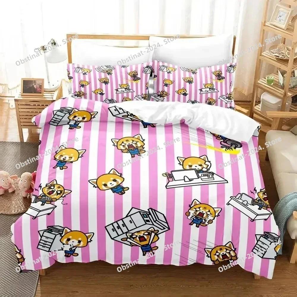 Top Anime Aggretsukos Bedding Set Printed single Comforter Quilt Bed Cover Duvet Cover Pillow Case 3 Pieces Sets Kids Adult Size