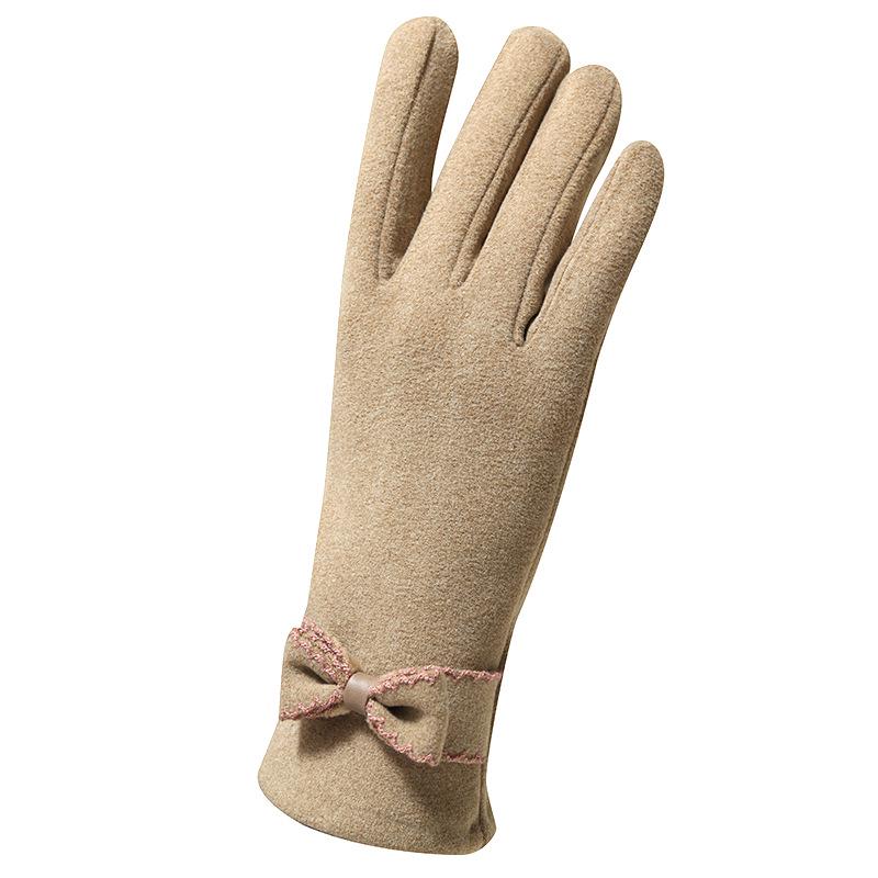 Women's Autumn/Winter Korean Style Velvet Touchscreen Gloves - Cute & Warm for Cycling/Driving