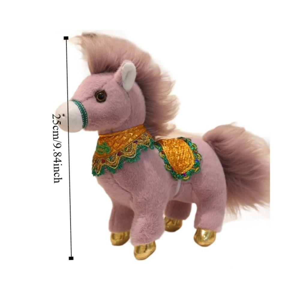 Traditional Mascot Horse Stuffed Toys 25cm Lucky Chinese Zodiac Horse Cute Cartoon Animal Pony Plush Doll New Year