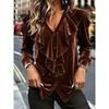 MGHR Damenmode Casual Herbst Winter Langarm V-Ausschnitt Blusen & Hemden