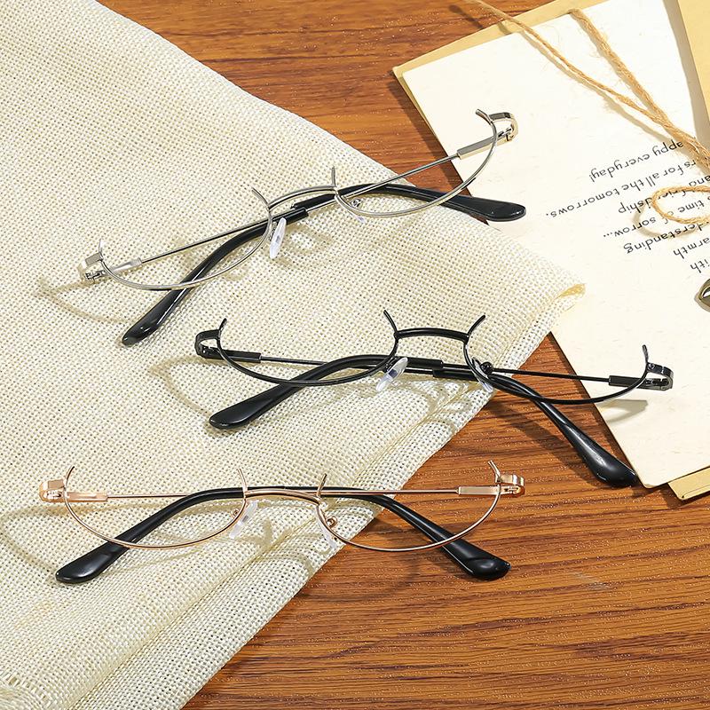 Wangdisin Damen Halbbrille, Japanischer Soft Girl Stil, Rahmen ohne Oberbügel, Anime-inspiriertes Metall-Brillendesign