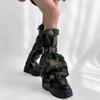 Punk Leg Warmer Subculture Long Socks Spring Summer Camo Water Washed Cowboy Wasteland Spicy Girl Strap Leg Covers Boots Cuffs