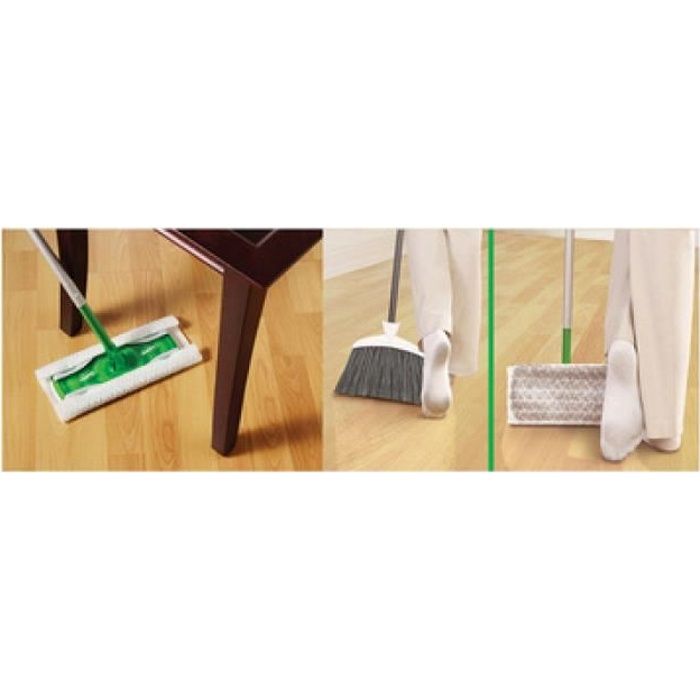 SWIFFER Kit 2 En 1 Balai Déplié Et 8 Lingettes Humides / Sèches