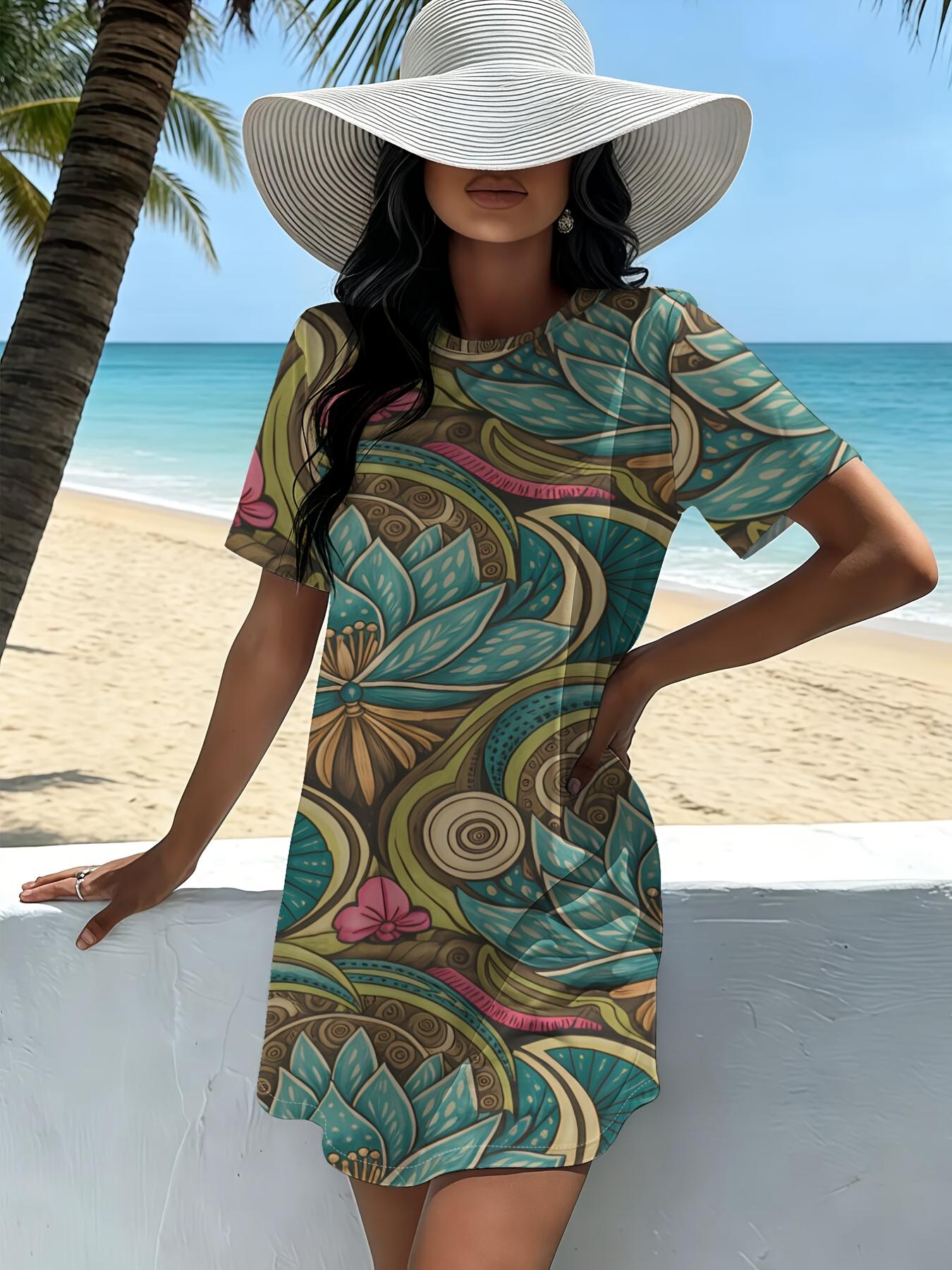 

Swirl Green ArtNew Arrival Women s Round Neck Short-Sleeve T-shirt Dress.American Trendy Digital Print. Casual Versatile Style for Spring and Summer.E 6XL дубильна кора